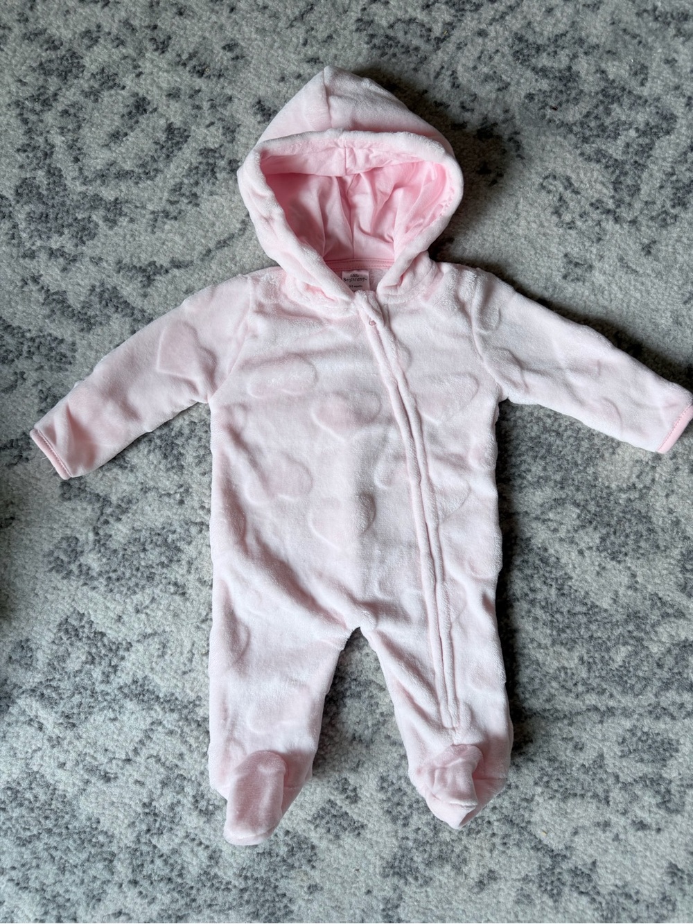 Baby Hooded Pink Fleece Footed One-Piece